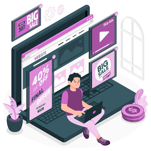 persona sentada con un computador haciendo negocios por internet